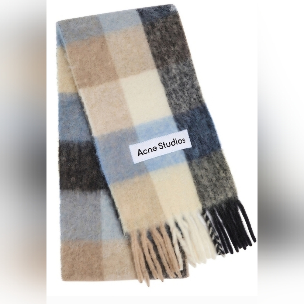 ✨ACNE STUDIOS✨ Multicoloured Wool & Alpaca Checked Scarf, Unisex - NWT - Picture 2 of 10